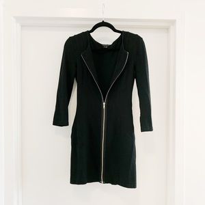 Theory black zip up long sleeve dress